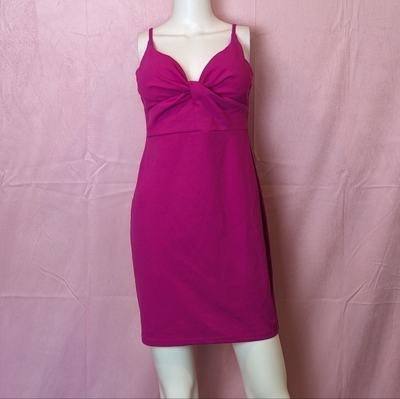 Emerald Sundae Hot Pink Barbie Core Twist Bodice Mini Dress size Large - Picture 1 of 7